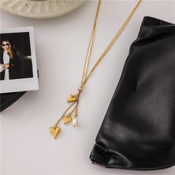 18K Gold-Plated Double Layered Heart Necklace - Picture 7 of 9